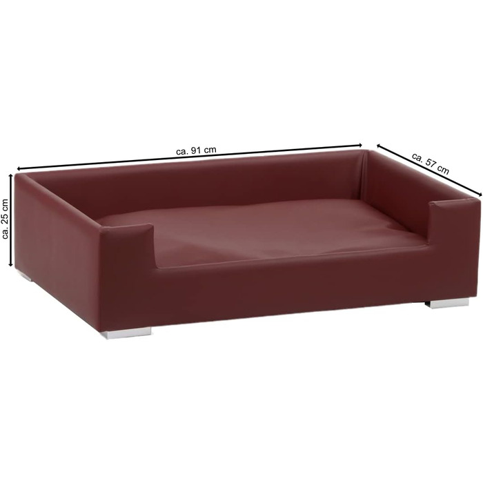 Софа для собак Candy | Лягу для собак, диван для максимального комфорту | М'яка подушка для собак з бортиком, ідеально як переноска для собак | Корзина та ліжко для собак маленьких порід (Бордовий)