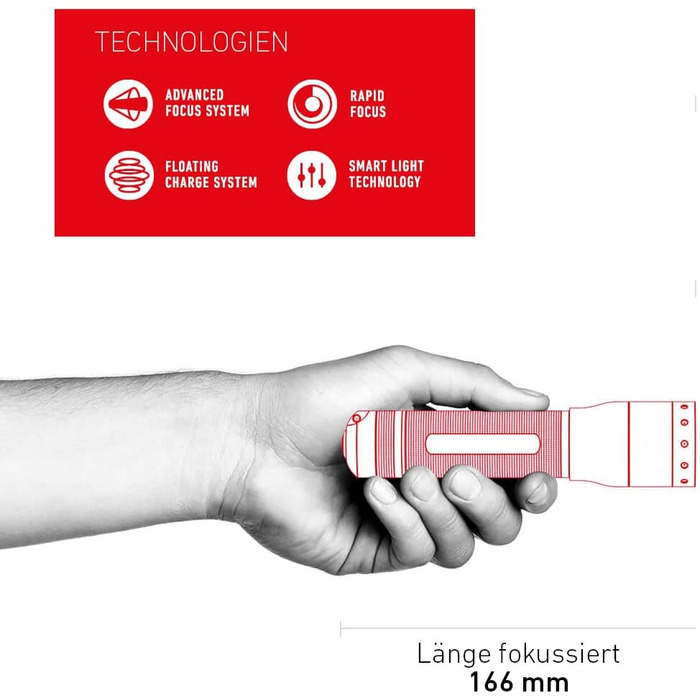 Ліхтарик Ledlenser P7R LED, акумуляторний, фокусування, 1000 люмен, 210 м, 40 годин, чорний