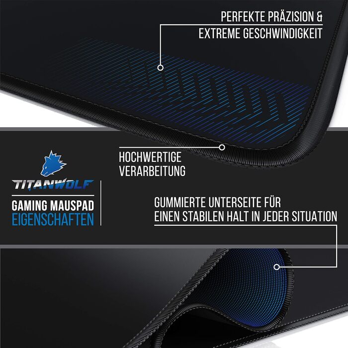 Килимок для миші Titanwolf XXXL 1200x400 мм, ігровий, великий розмір, покращена точність та швидкість, сумісний з Logitech, дизайн Koi (чорний)