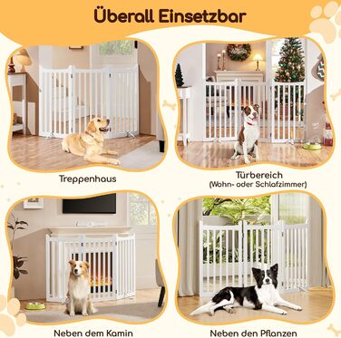 Захисне ґратка для собак Yaheetech, 90.5 x 201.5 см, 4 панелі, білий колір. Ідеально підходить для дому, кухні, проходу, каміну, печі.