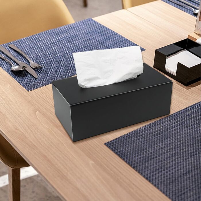 NIXRET Cosmetic Tissue Box 25 * 13 * 9 cm Acrylic Tissue Dispenser, Tissue Box with Magnetic Cover for Dining Room, Bathroom, Bedroom, Car, Office, Matte Black