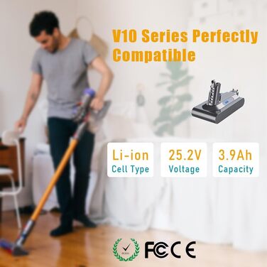 Замінний акумулятор Stanew 21.6V 4500mAh Li-ion для пилососів Dyson V8 SV10 (V10 BATTERY), з 2 фільтрами