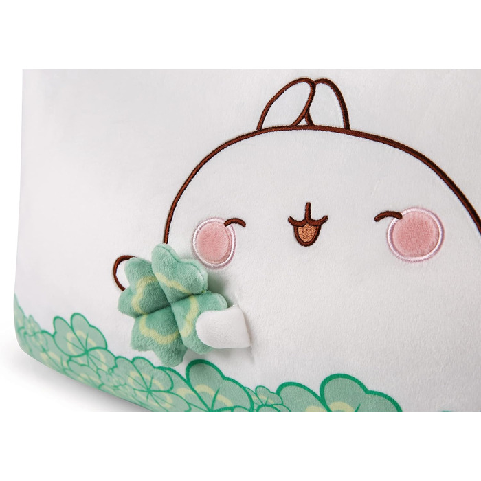 Прямокутна подушка NICI MOLANG з конюшиною, 43x25 см, біла