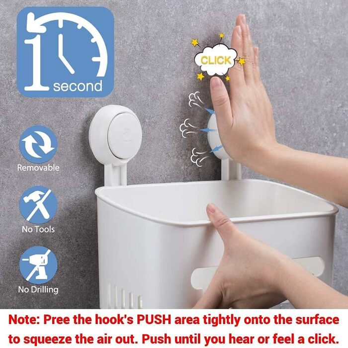 ilikable Shower Shelf WITHOUT DRILLING, Shower Basket with Strong Suction Cup, 1000 Times Reusable Storage Shelf for Shower, Max 10 KG Bathroom Shelf