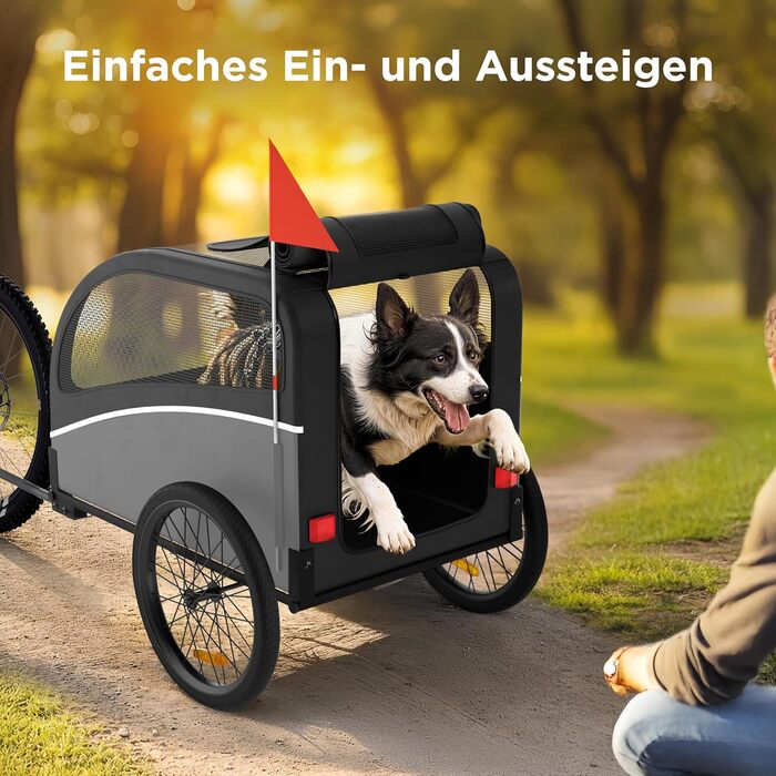 Фаркоп для велосипеда з собакою - Складаний фаркоп для собак до 40 кг з відбивачами, сумісний з електровелосипедами, чорний (сірий)