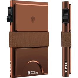 Чоловічий гаманець TOYFID з відділом для AirTag, 12 слотів для карток, відділенням для грошей, RFID захистом, коричневий, алюміній