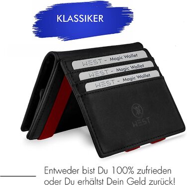 WEST - Magic Wallet (Classic) with large coin pocket - including elegant gift box - wallet with coin pocket - The perfect companion for on the go - RFID protection (Red)