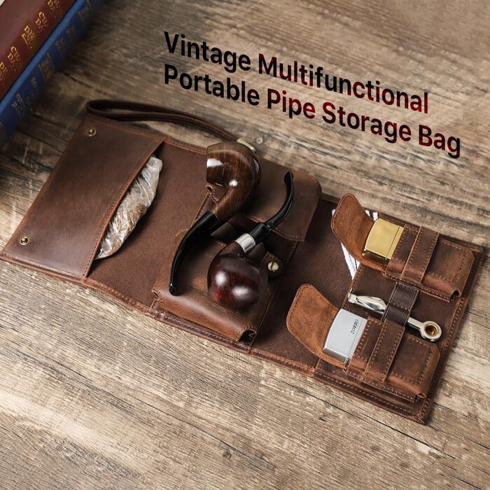 Органайзер для тютюну та аксесуарів Contacts: футляр для 2 трубок, запальнички, сигарет (справжня шкіра)