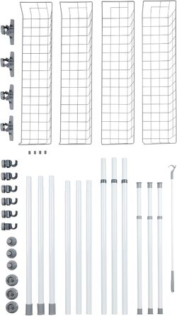 WENKO Telescopic System Hercules Duo, 3 Clothes Rails, 2 Storage Baskets, Extendable, Powder-Coated Metal, 164-215 x 165-300 x 38 cm, Matt (White, Single)