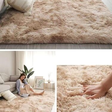OYIMUA High-Pile Rug 160×230 cm Beige, Modern Fluffy Rug Living Room Children's Room Decor Bedroom Hallway Runner Outdoor Rug Faux Fur Shaggy Plain Bed Rug Beige 160 x 230 cm