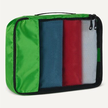 Органайзер для подорожей Amazon Essentials 8 шт. Набір кубиків для багажу з подвійним замком, 100% поліестер, різні розміри, 8 x різні розміри (4 x середні, зелений)