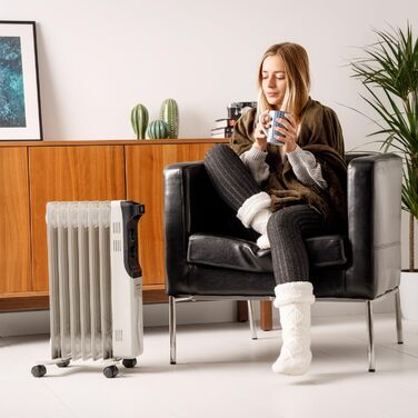 Олійний радіатор Taurus Dakar 7 елементів, 1500W, з термостатом, захист від перегріву, сірий