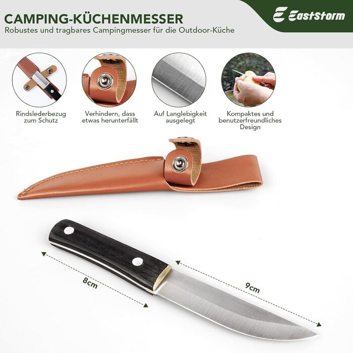 Набір кухонного приладдя для кемпінгу EASTSTORM з водонепроникним чохлом – компактний та легкий посуд для кемпінгу, відпочинку на природі, походів та альпінізму. Ідеальний набір для рюкзаків