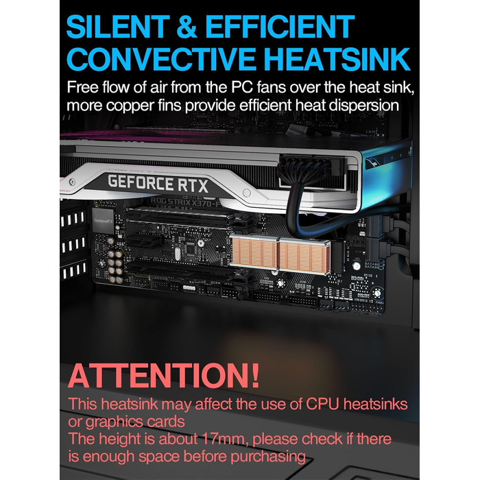 Радіатор охолодження для SSD M2 JEYI, мідні ребра з алюмінієвою рамкою, пасивне охолодження, Finscold –1,7 мм (Q80)