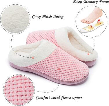 Тапочки жіночі зимові теплі з меморі-піною Hausschuhe, зручні, пухнасті, з антиковзким покриттям, легкі, для дому (42/43 EU, Рожеві)