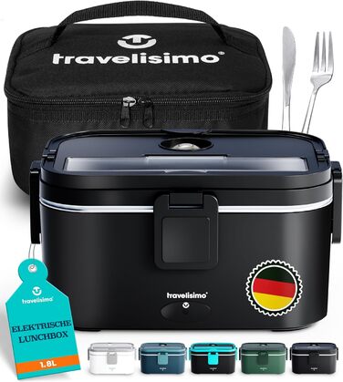 Electric Lunch Box 80W Thermo Lunch Box for Keeping Food Hot, 1.8L Heat Box 3-in-1 Food Warmer, Food Warming Box for 12V/24V/220V, for Work, Car, Truck Electric Lunchbox, Heat Box