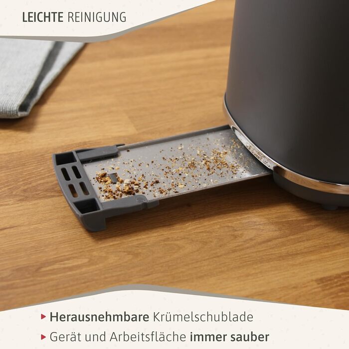 Тостер Briebe Nordic Set з водоваркою 1.7л, 2 відділення, 6 режимів підсмажування, сірий, BPA-free