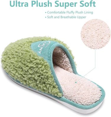 Тапочки зимові жіночі та чоловічі, плюшеві, теплі, м'які, зручні, з пам'яттю форми, антиковзаючі, зелені (37.5/38.5 EU)