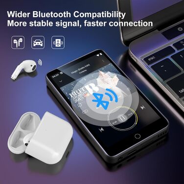 MP3-плеєр ZAQE 80GB Bluetooth WiFi Android Spotify MP4 для дітей (Чорний)