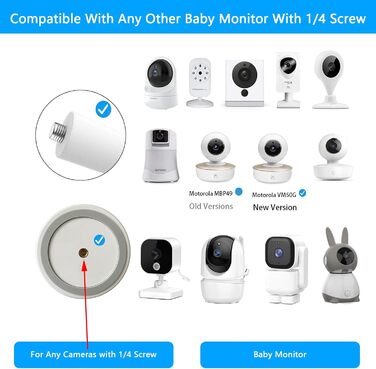 Універсальне кріплення для відеоняні Arlo, GHB, HelloBaby, ieGeek, Momcozy, Motorola та інших (1/4' різьблення). Легке встановлення без інструментів та слідів, білий колір. Гнучке кріплення