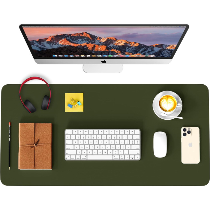Килимок на стіл Wayber з шкіри, вологостійкий, 80 x 40 см (Оливковий)