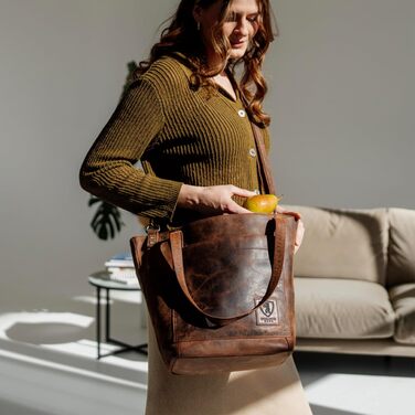 Сумка жіноча шкіряна через плече Berliner Bags Verona Vintage (Earth) - велика шопер сумка з YKK блискавкою