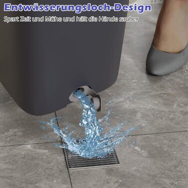 Набір для миття підлоги з відром, 2 в 1: моп з відром та функцією віджиму, з регульованою ручкою з нержавіючої сталі та 6 мікрофібровими насадками, підходить для плитки та ламінату (сірий + зелений)