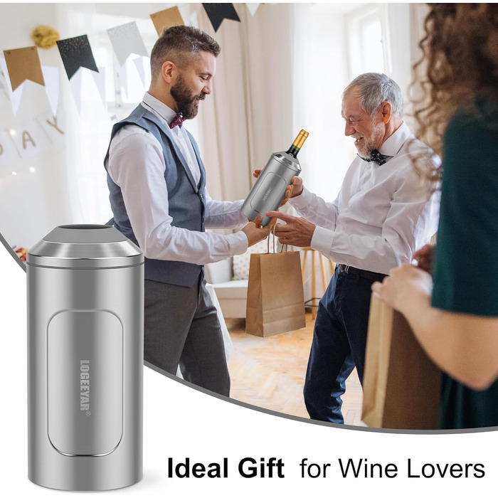 Охолоджувач для вина з кришкою, 750 мл, з нержавіючої сталі, для вина, шампанського, секту, для пікніка, подарунок для поціновувача вина, сріблястий