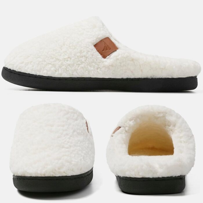 Зимові домашні тапочки для жінок та чоловіків, теплі, з тедді та плюшевим покриттям, комфортні, з м'якою підкладкою, з пам'яті ефекту, антиковзаючі, білі, 38/39 EU