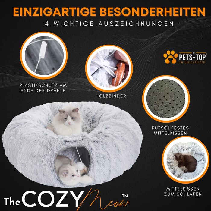 Round Cat Tunnel with Sleeping Area, XXL Large Cat Tunnel, Crinkle Tunnel, Cat Tunnel XXL Ultra Soft Round Donut Shape with Play