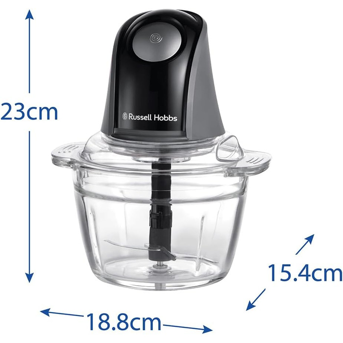 Кухонний міні-подрібнювач Russell Hobbs 27131-56, 350W, нержавіюча сталь, 1л, 2 швидкості, для овочів, фруктів, м'яса, чорний