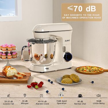 Stand Mixer, 1300W Zurio 5.5L Stand Mixer, 10-Speed Planetary Mixer, Robot Mixer with Quiet Dough Rising Function, Cream
