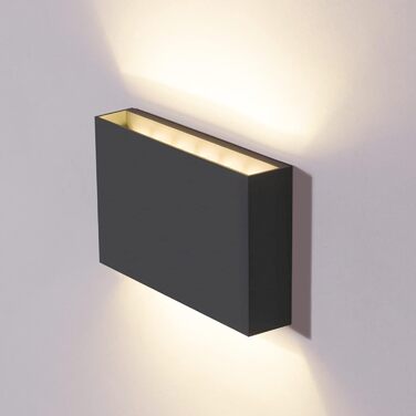 Набір з 2 LED вуличних настінних світильників Dawalight, IP65, 2x6W, 3000K, тепле біле світло, темно-сірий, пластик