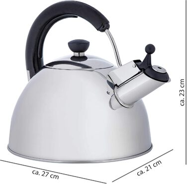 ONVAYA® Чайник з нержавіючої сталі | 2,5 л | Електрочайник | Чайник-заварник | Класичний свистковий чайник з мелодійним звуком | Для індукційних плит