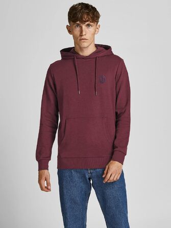 Чоловічий худі з капюшоном JACK & JONES Jjebasic ogo Sweat Hood Noos, червоний (Port Royale), розмір 3XL