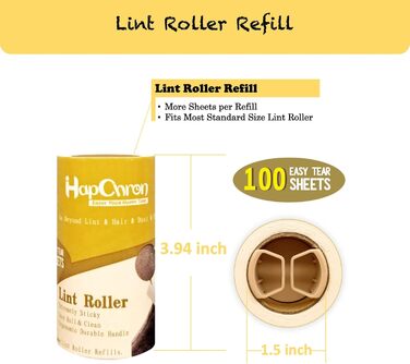 Extra sticky lint roller refill pack, including tear-off sheets, suitable for 0.2 standard size lint rollers with an inner diameter of 3.8 cm, works excellently on pet hair (8 pieces)