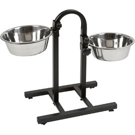 Kerbl Pet Feeder Bar with Bowls - Adjustable Height, 2 x 2800ml Capacity