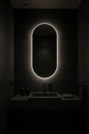 Овальне LED-дзеркало LUNA 60x80 см, вологозахищене IP65, вертикальний/горизонтальний монтаж