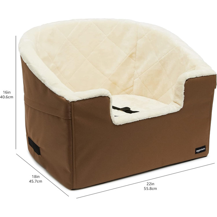 Підвищена автосидіння для тварин Amazon Basics, 45.7 x 45.7 x 40.6 см, світло-коричневий, великий розмір