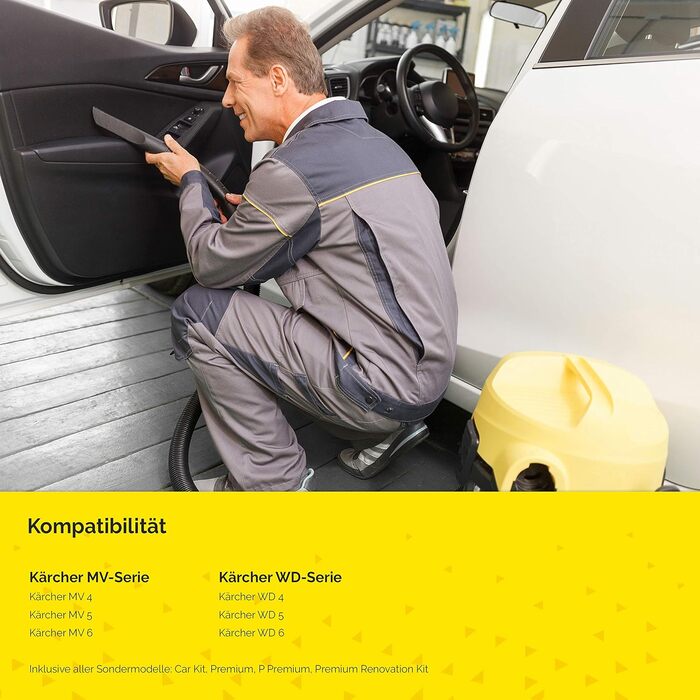 Фільтр для пилососа Kärcher (WD3, WD2, WD1, MV3, MV2, A, K, KNT, NT, SE, VC) – замінник 6.414-552.0 – 3 круглі фільтри + 3 кришки-гвинти для алергіків проти дрібного пилу та запахів (1x WD4)