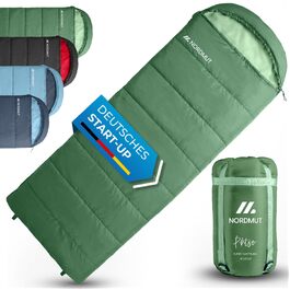 Спальний мішок-ковдра NORDMUT для дорослих, ultralight 1600г, 3-сезонний (250 GSM) з двосторонньою блискавкою YKK для кемпінгу, фестивалів та outdoor (лісовий зелений)