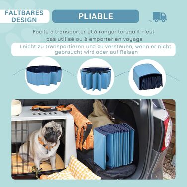 PawHut Dog Bath Tub Dog Pool Bathtub Swimming Pool Water Pool for Dogs 120 x 30 cm