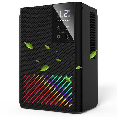 Електричний осушувач повітря, тихий, 2500 мл з LED дисплеєм, таймером та функцією відтавання, 7 кольорів підсвічування, для дому, спальні, ванної кімнати