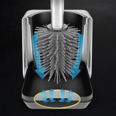 Силіконова щітка для унітазу з тримачем, кріплення на стіну без свердління, швидке висихання, гігієнічна, срібляста