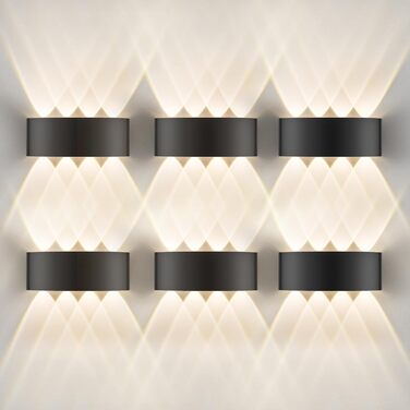 LED настінний світильник Oraymin 2 шт. IP65, 6W, 3000K, з 6 світлодіодами, для дому та вулиці, з алюмінію, тепле світло, чорний