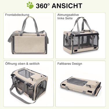 Сумка-переноска для котів та собак до 9 кг ALLSOPETS, дихаюча, для подорожей та до ветеринара, кольоро хаврі