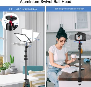 Кріплення для камери Victiv, 37-105 см, стіл, штатив для DSLR Canon, світловий, кріплення-прищіпка з гнучким плечем та 1/4' кульовою головкою для камер, LED-світла, веб-камер, смартфонів (червоний)