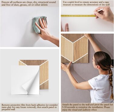 Акустичні панелі JBER (12 шт), самоклеючі звукопоглинаючі 3D-панелі для стін, декоративні гексагональні панелі для студії, офісу та дому, 30×30×1 см, колір: світлий горіх