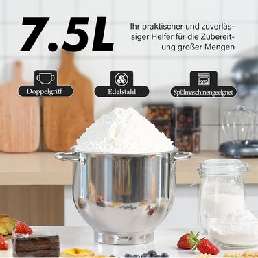 Кухонна машина Küchenmaschine 6.2 л, 1400 Вт, 6 швидкостей, з набором насадок (чорний)