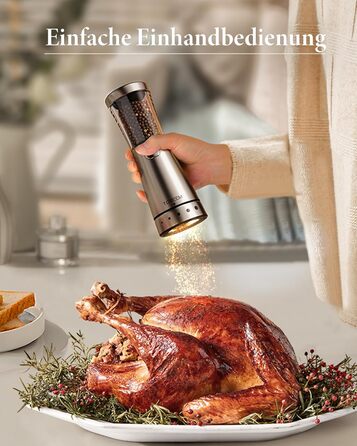 Salt and Pepper Grinder Electric 2-Piece Set with USB Rechargeable, Improved 4.5oz Large Capacity Spice Grinder Electric, Adjustable Coarseness with LED Light, Ideal for the Kitchen
